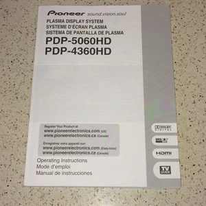 PIONEER PDP-5060HD PDP-4360HD PLASMA DISPLAY SYSTEM OPERATING INSTRUCTIONS - Picture 1 of 1