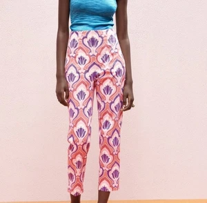 ZARA High Rise Slim Fit Floral Ankle Pants Size 2 - Picture 1 of 10