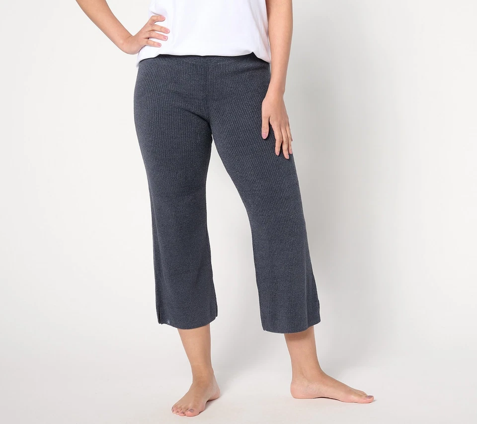 Barefoot Dreams Ultra Lite Rbbed Slit Crop Pant-Indigo-Petite Medium A635805 NEW - Image 1 of 1
