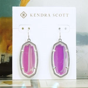 NWOT Kendra Scott Elle Dichroic Earrings Silver Tone - Picture 1 of 5