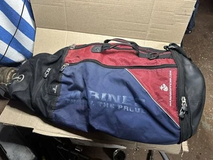 USMC Marines Nylon Over the Shoulder Sling Duffel Bag 26 x 15 Burgundy & Blue - Bild 1 von 4