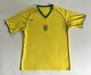 Maglia Maglia Calcio Brasile Nazionale 2000 Y2k Nike Home Taglia Large Giallo - Foto 1 di 6