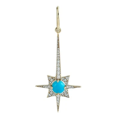 Starburst Pendant with Diamond & Turquoise Elegant 18k Gold Handmade Jewelry Foto 1 de 4