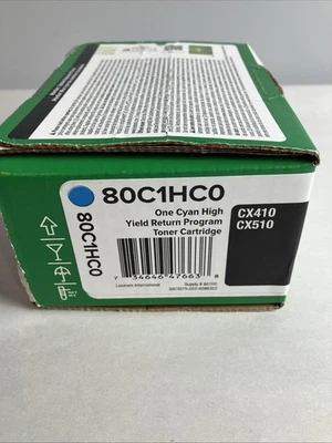 GENUINE LEXMARK HI-YLD CYAN TONER CARTRIDGE 801HC CX410 CX510 80C1HC0 NEW SEALED - Image 1 of 3