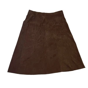 CJ Banks Brown Suede Flare Boho Midi Modest Office Skirt US Women's 14W - Picture 1 of 7
