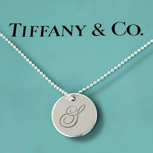 AUTHENTIC Tiffany & Co.Pendant - Large Letter ‘S’ Disc Pendant- With Ball Chain - Picture 1 of 7