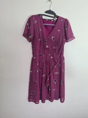 Uttam Boutique Kleid 12 rosa Vögel Pailletten Bindeband Taille gefüttert - Bild 1 von 4