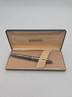 PLUMA ESTILOGRÁFICA SHEAFFER IMPERIAL PLATA ESTERLINA MALLA DIAMANTE 14K EF NUEVA EN CAJA DE COLECCIÓN Foto 1 de 4
