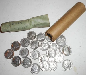 Konvolut, 1964 Jefferson Nickels in OW und 24 UNC Roosevelts 65-69, KOSTENLOSER VERSAND - Bild 1 von 3