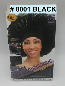 QFITT TELA DE DOBLE CARA SEDOSA Y AIRE ACONDICIONADO GORRA PARA DORMIR #8001 NEGRA JUMBO - Imagen 1 de 8
