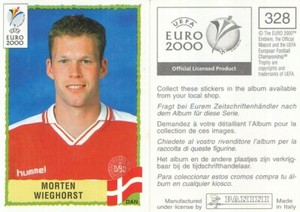 N°328 MORTEN WIEGHORST DENMARK DENMARK PANINI EURO 2000 STICKER VIGNETTE