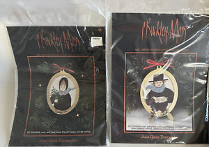 New 2 P Buckley Moss Amish kids Christmas Ornaments Cross Stitch Kits 1990  1991