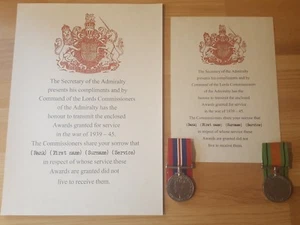 REPLICA/CUSTOM WWII/WW2 Campaign, Clasps & Medal Condolence slip - ROYAL NAVY - Picture 1 of 4