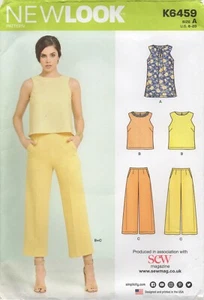 New Look Sewing Pattern 6459 Top Tunic Trousers, Cut in Shoulder Size 8 - 20 New - Picture 1 of 14