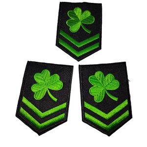 Irish Shamrock Clover Embroidered Iron-On Patches – Military Style Set of 3 4" - Picture 1 of 5