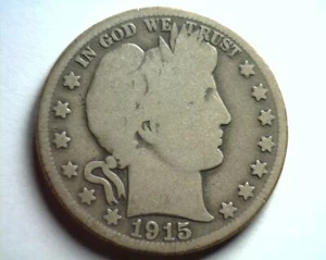 1915-S MEDIO DÓLAR BARBERO APROXIMADAMENTE BUENO/BUEN AG/G BONITAS MONEDAS BOBS ORIGINALES - Imagen 1 de 2