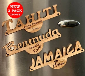 Imanes de viaje para nevera Exotic Island de lujo (paquete de 3), hechos a mano en madera, Airbnb - Imagen 1 de 6