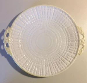 Vintage Irish Belleek Yellow Limpet Handled Cake Plate Green 4th Mark 1946-1955 - Picture 1 of 12