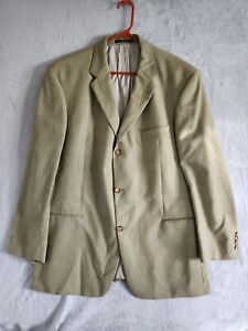 Hugo Boss Einstein Wool Linen Blend Blazer Jacket Mens Size 46R Green Plaid VTG
