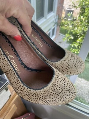 Juicy Couture Leopardo Estampado Animal Pelo de becerro Tacón Stilleto Plataforma Talla 6.5M Foto 1 de 4
