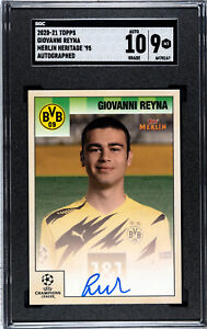 2020-21 Giovanni Reyna Topps Merlin Heritage On Card Autographed SGC 9 Auto 10