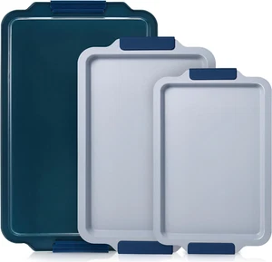 Non Stick Ceramic Baking Sheet Pan Set of 3, Natural Non Toxic Cookie Sheets for - Picture 1 of 12