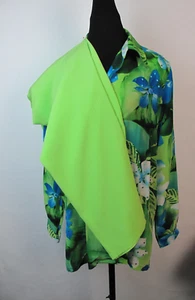 Vintage Diane Gilman Collection 2 piece silk set sz L Green sequins Flaw - Picture 1 of 18