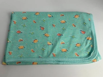 Manta de recepción de bebé azul turquesa pájaro tortuga pez tortuga carters vintage Foto 1 de 4