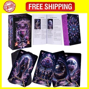 Tarot Cards Deck for Beginners with Guide Book Pretty Unique 400GSM Thick Pur... - Picture 1 of 8