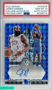 Collage de mosaico Panini 2022 autógrafos James Harden #cmhar azul 12 de 25 PSA 10 - Imagen 1 de 3