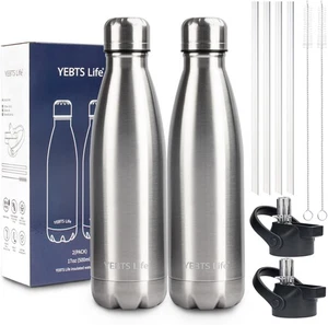 Isolierte Trinkflasche, 2er Pack - 17oz Edelstahl 17 Unzen, Silber / 2er Pack - Bild 1 von 7