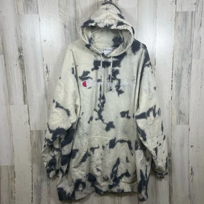 Champion Tie Dye Spell Out Logo Pullover Sudadera con Capucha Gris Blanco Talla 5X Foto 1 de 4