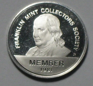 Franklin Mint Sterling Silver Collector Coin 1981 MEMBER - Picture 1 of 6