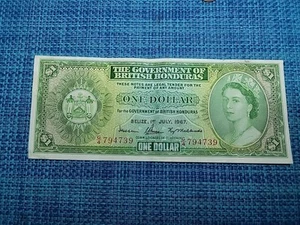 ๐ง๐ฟ British Honduras Belize 1 dollar 1967 VF P-28 G/4 banknote 043025-11 - Picture 1 of 2