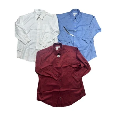 New- Joseph & Feiss Non-Iron Set of 3 Dress Shirts 18 32/33 Blue, Maroon, White - Image 1 of 4