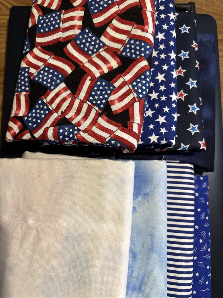 8 cortes de media yarda de tela de acolchado azul Foto 1 de 1