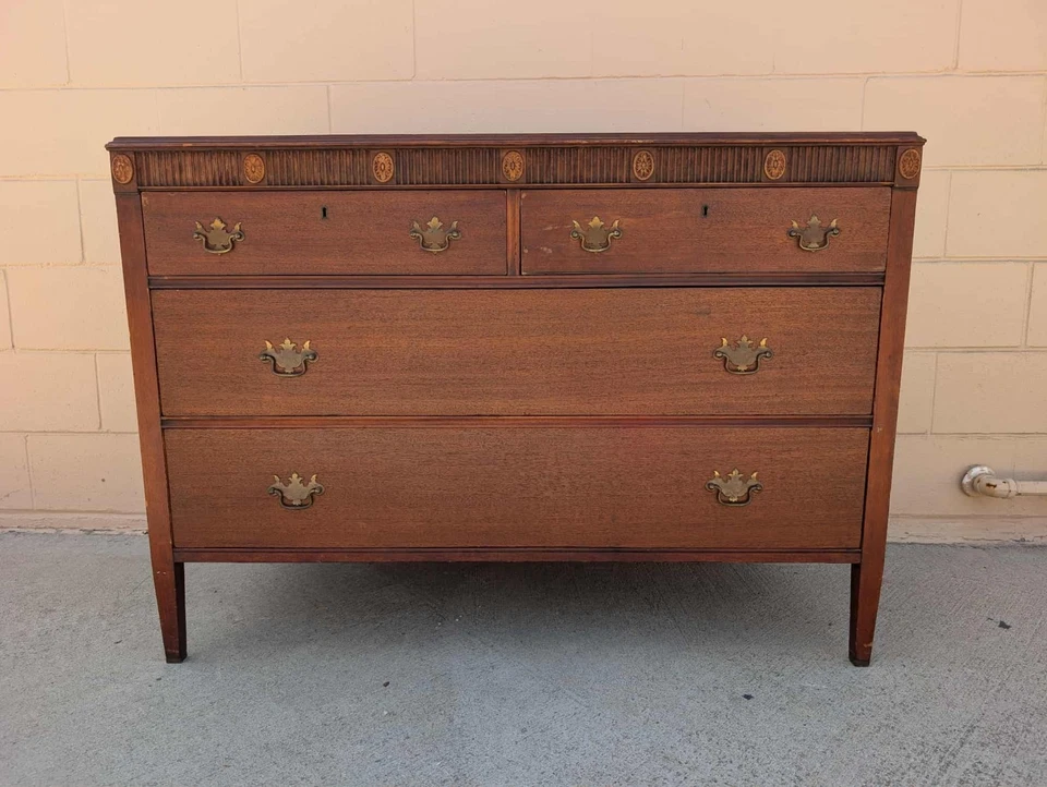 Vintage Modern Regency Wood Dresser 4 Drawer Chest - Image 1 of 4