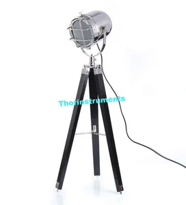NAUTICAL DESIGNER SEARCHLIGHT SPOT LIGHT STUDIO FLOOR LAMP TRIPOD HOME DECOR - Picture 1 of 4