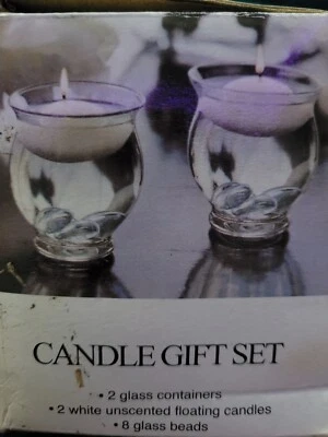 Nuevo En Caja Tendencia Vela Regalo Set 2 Pack Flotadores de Vidrio con Cuentas. Caja dañada  Foto 1 de 4