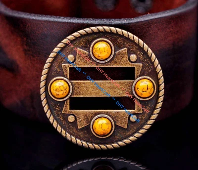 10X Sillines de cuero turquesa laterales de cuerda occidental de latón ranurados concho 1-1/2" Foto 1 de 4