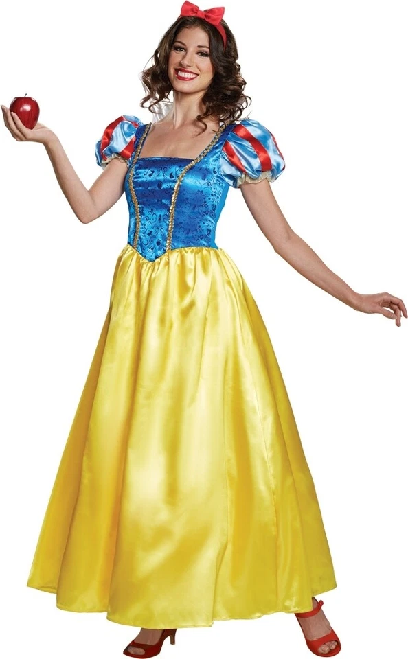 Vestido fantasia feminino branco de neve luxo adulto Disney Halloween - Imagem 1 de 1