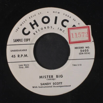 SANDY SCOTT: mister big / 'til death do us part CHOICE 7" Single 45 RPM - Image 1 of 2