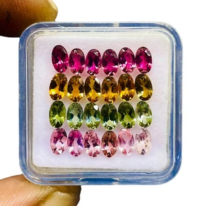VVS 24 Pcs Natural Multi Tourmaline 5x3mm Oval Cut Loose Untreated Gemstones Lot - Picture 1 of 9