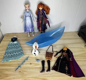 Disney Store Frozen 2 Lot: Elsa, Anna, Olaf Snowman, Ice boat & Accessories 2018 - Picture 1 of 15