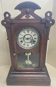 Rare Seth Thomas City Series 8-Day Time & Strike Walnut Cased Mantel Needs TLC - Picture 1 of 10