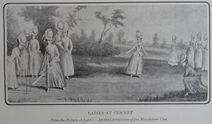 LADIES AT CRICKET Original 1910 Print from Cricket of Today & Yesterday - Bild 1 von 2