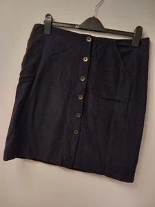 Nomads Size 12 Navy Blue Soft Button Up Front Skirt Needle Cord Pockets Lined - Picture 1 of 7