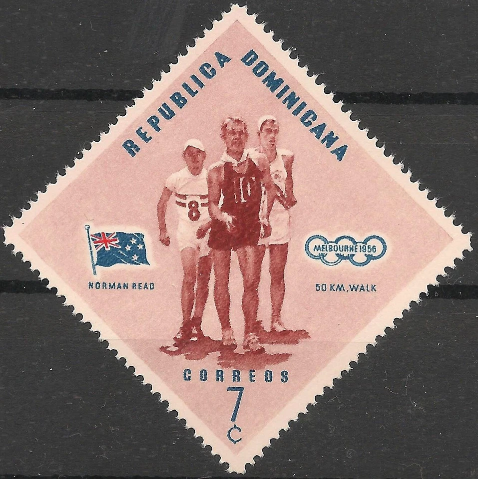 República Dominicana #483 (A118) en estado bastante bueno MNH - 1957 7c Norman Read, Nueva Zelanda, 50 km. Foto 1 de 1