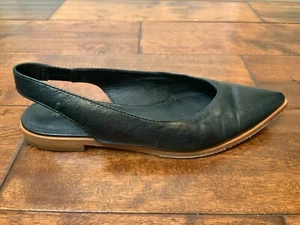 Frye Black Leather Sling Back Pointed Toe Flats, Size 6.5 $198 - Picture 1 of 8