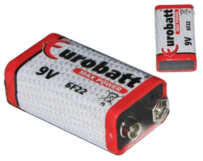 Batteria 9V Pila Alcalina 9 Volt transistor 9 V 6F22 Block Transistor Eurobatt
